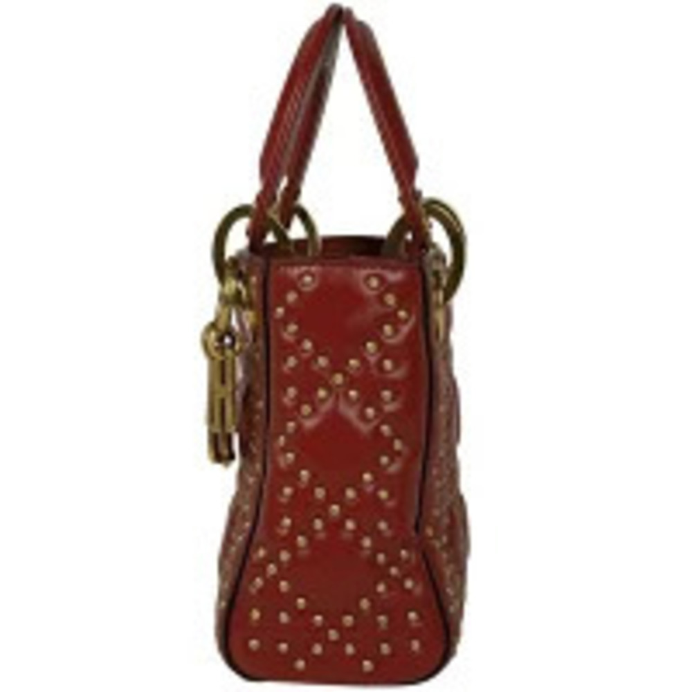 Dior Christian Lady Red Leather Studded  Handbag